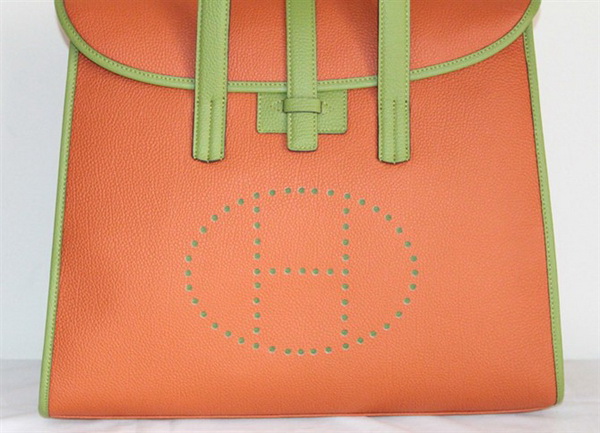 Best Hermes FeuDou Bag Orange/Green 509095 - Click Image to Close